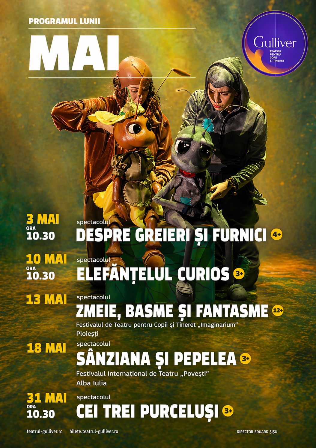 Programul spectacolelor din luna mai la Teatrul ”Gulliver”